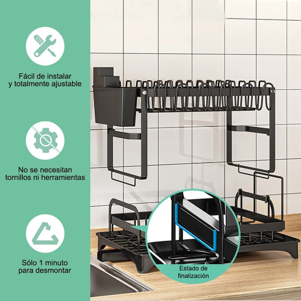 Escurridor De Platos 2 Niveles Secaplatos [Multifuncional]